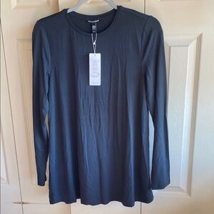 Eileen Fisher NWT OVERSIZED Black Long Sleeve Crewneck Pullover Layering Top